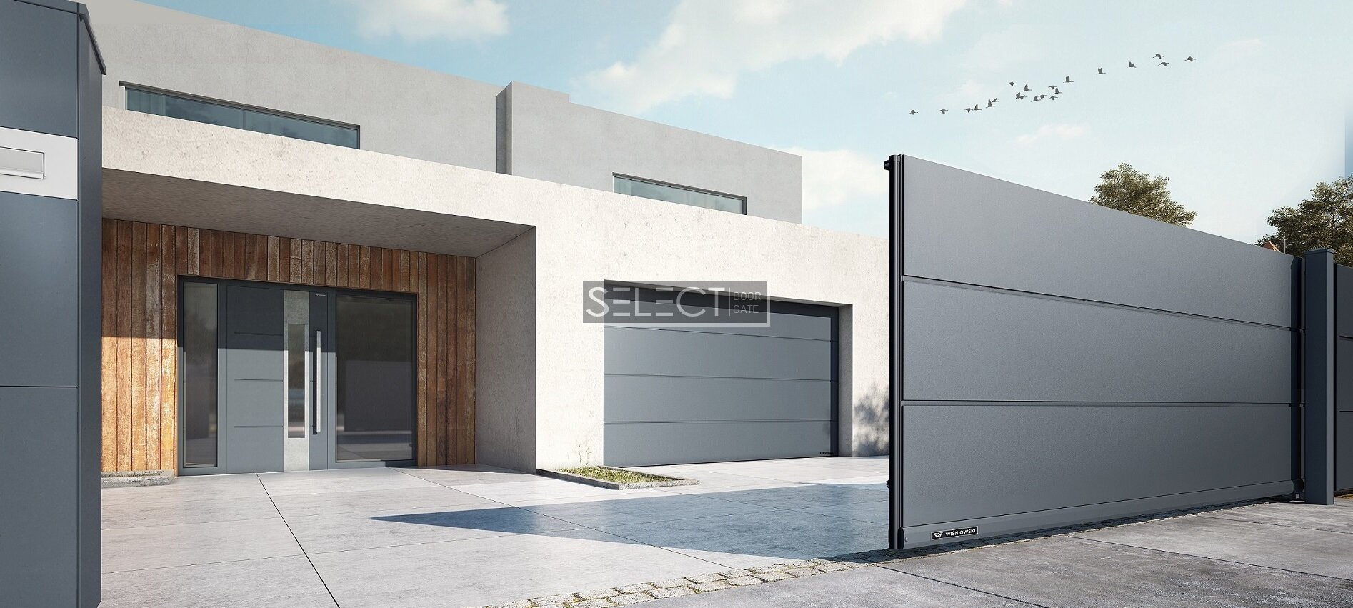 WISNIOWSKI - Двери для частного дома наружные уличные алюминиевые - Гаражные ворота подъемные