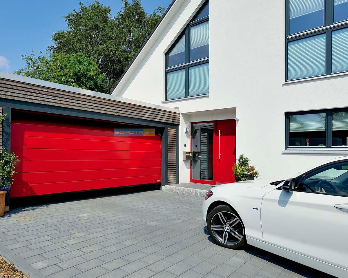 единая стилистическая линия - гаражные ворота - алюминиевые двери