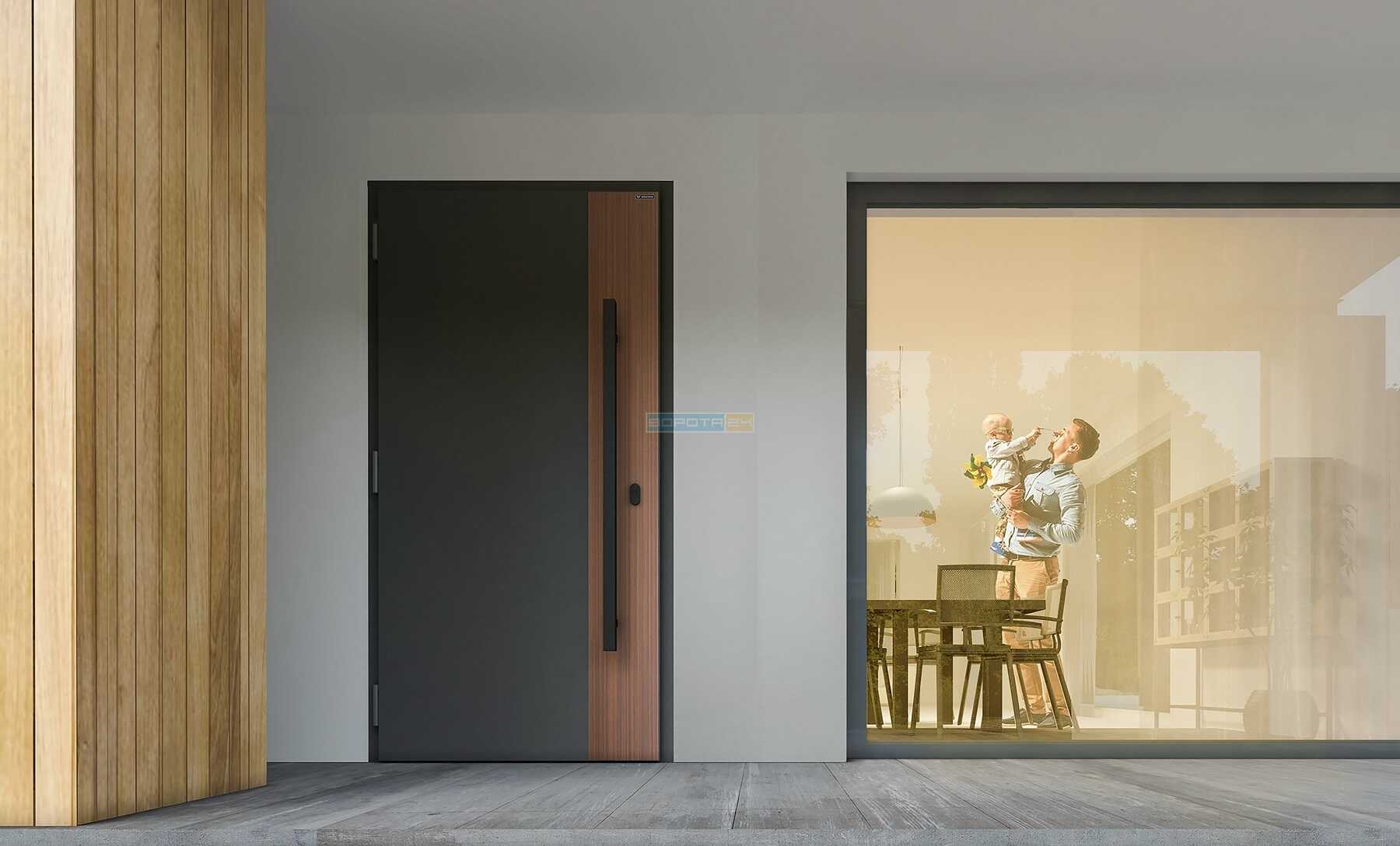 Двери из Европы - входные наружные для частного дома - красивые дизайнерские с фрамугой со стеклом